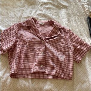 Brandy Melville button up cropped collared shirt
